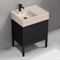Modern Small Black Bathroom Vanity, 24